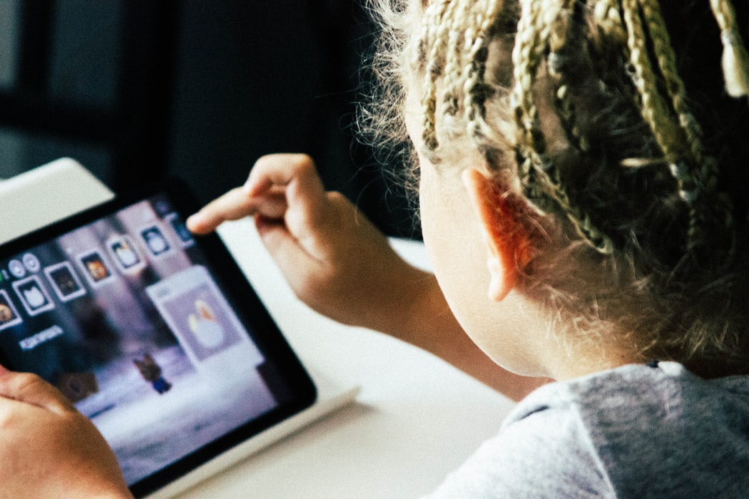 Girl using tablet