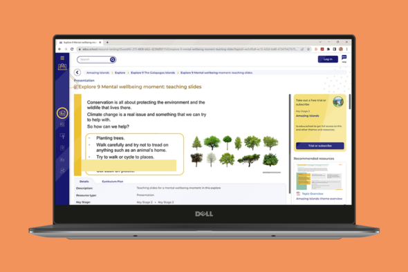 Teaching slides on a laptop screen