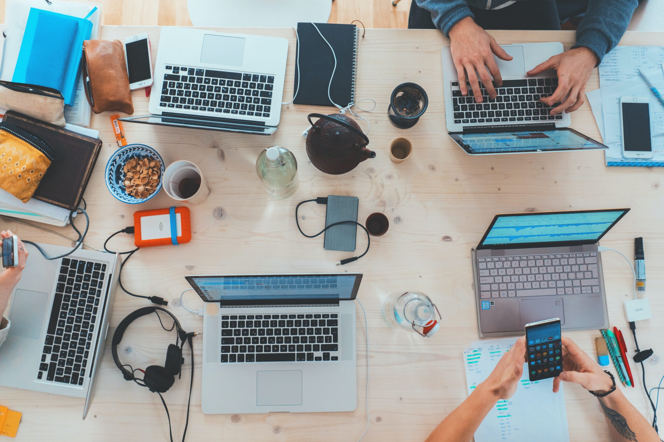 Laptops on desk