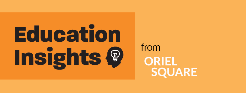 Education Insights from Oriel Square logo and text reading the same. Set on an orange background.